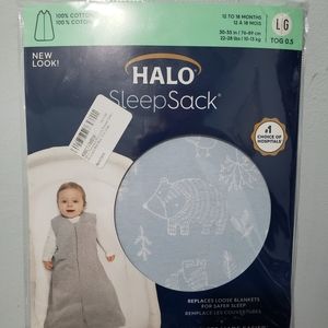 HALO Sleepsack 100% Cotton Wearable Blanket TOG 0.5 Woodland Etch Blue